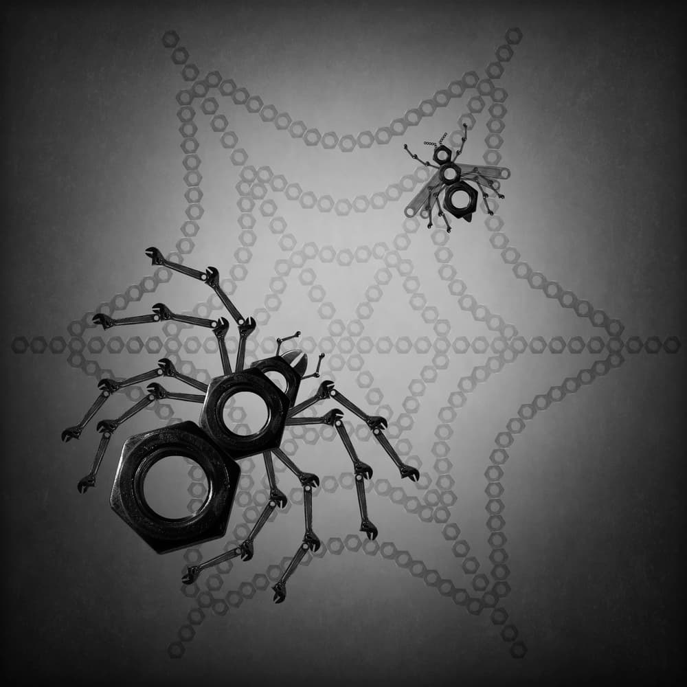 Mechanical Spider And Fly by Victoria Glinka — canvas wall art