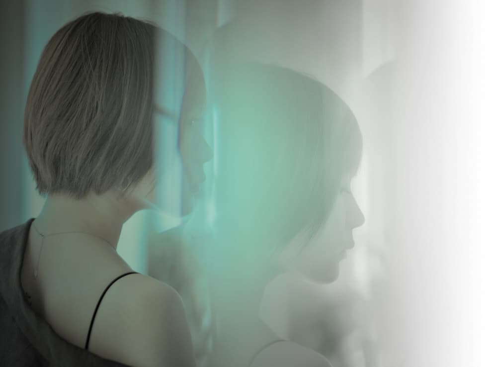 Serene Woman Reflection by moucorn — canvas wall art