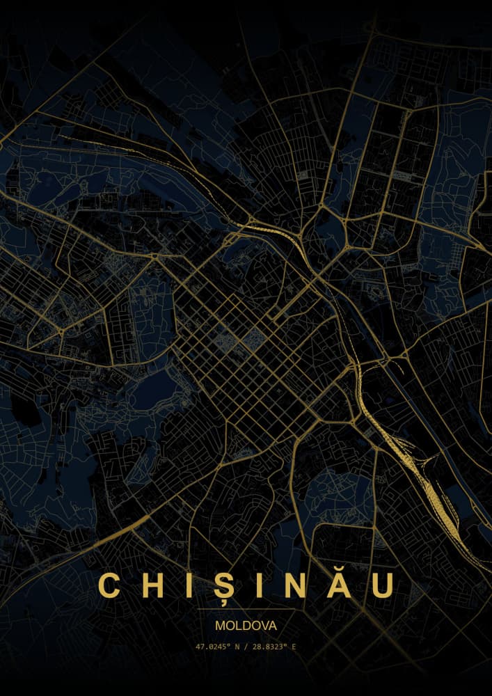Chisinau Night Map by HUGO — canvas wall art