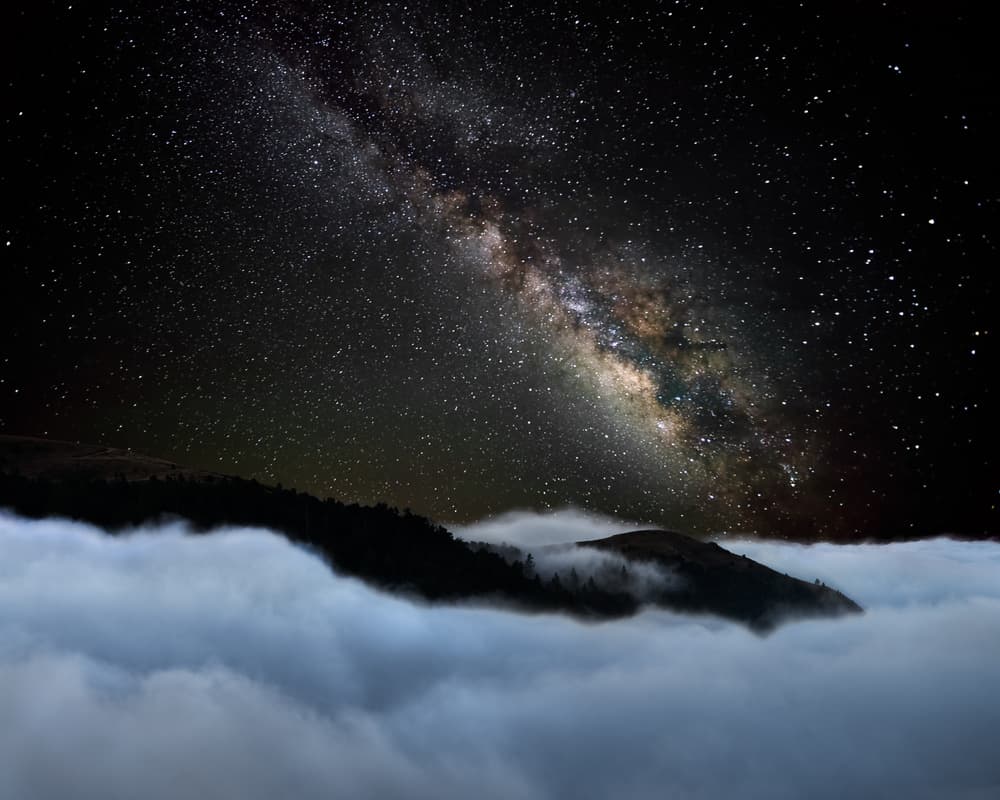 Milky Way Mountain Mist by John Fan — canvas wall art