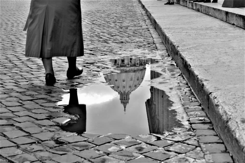 St. Peter's Puddle Reflection by Barbara Orienti — canvas wall art