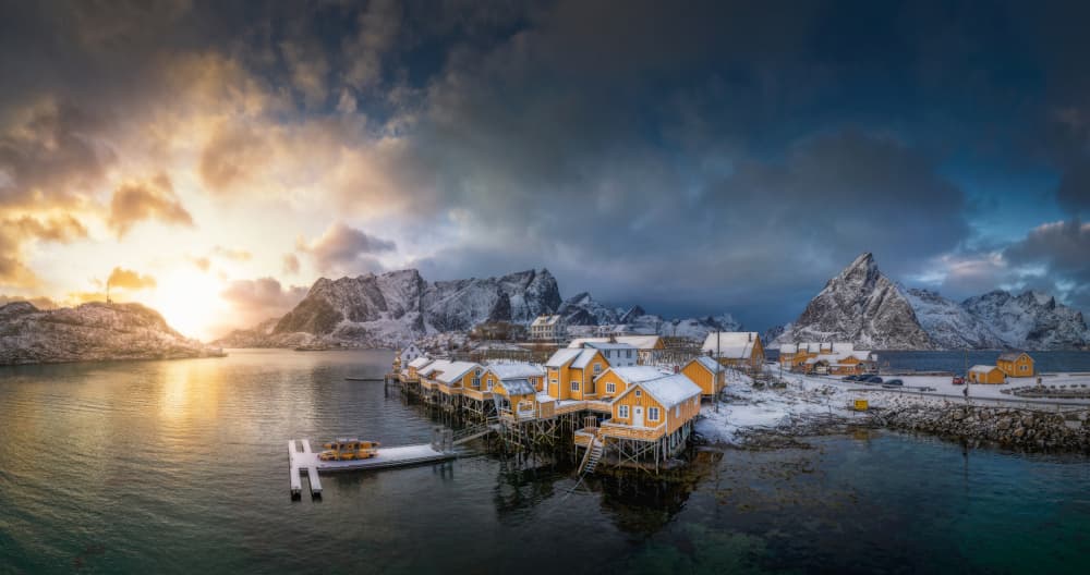 Golden Winter Village by Remo Daut — canvas wall art