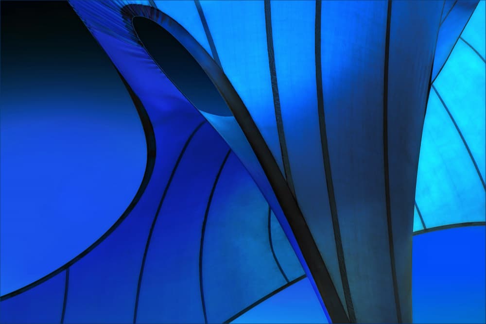 Abstract Blue Fabric Curves by Gilbert Claes — canvas wall art