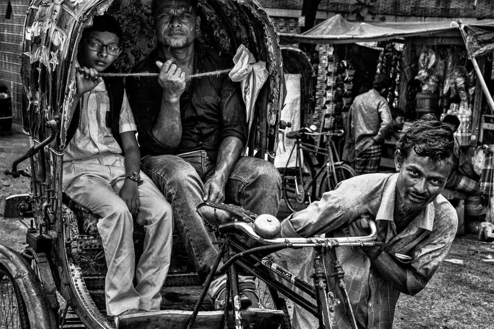 Smiling Rickshaw Street Life by Joxe Inazio Kuesta Garmendia — canvas wall art
