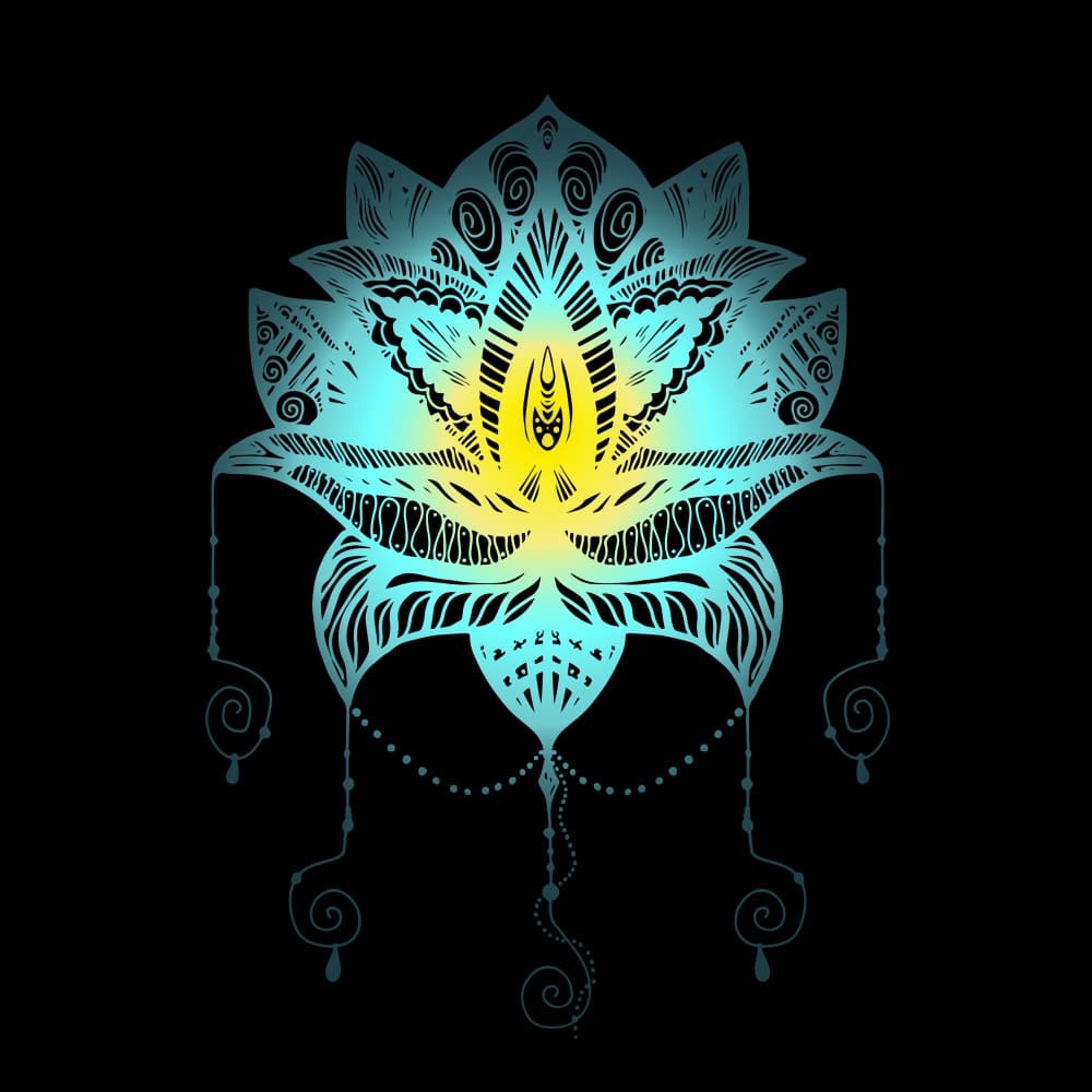 Glowing Spiritual Lotus by Marika Barsrsind — canvas wall art