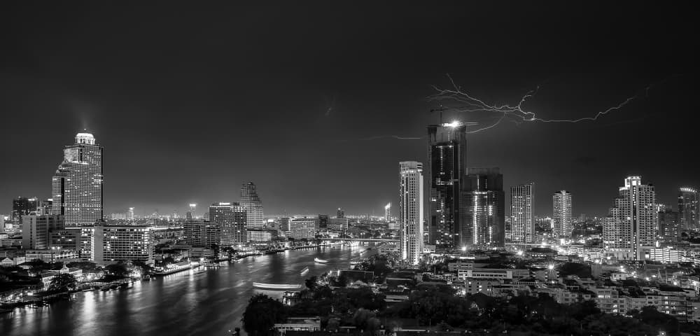 Dramatic City Lightning by Stefan Schilbe — canvas wall art
