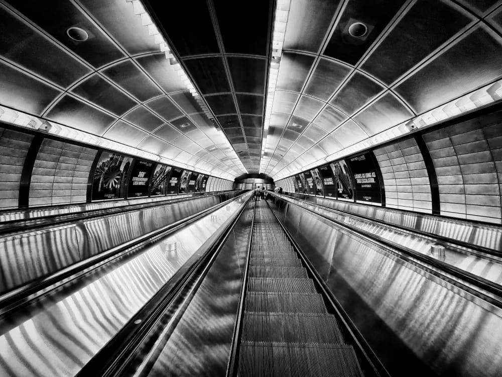 Deep Urban Escalator by Raffi Bashlian — canvas wall art