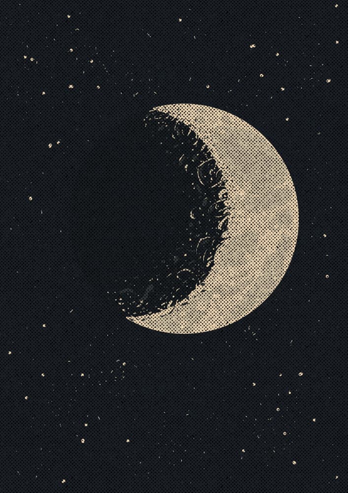 Starry Crescent Moon