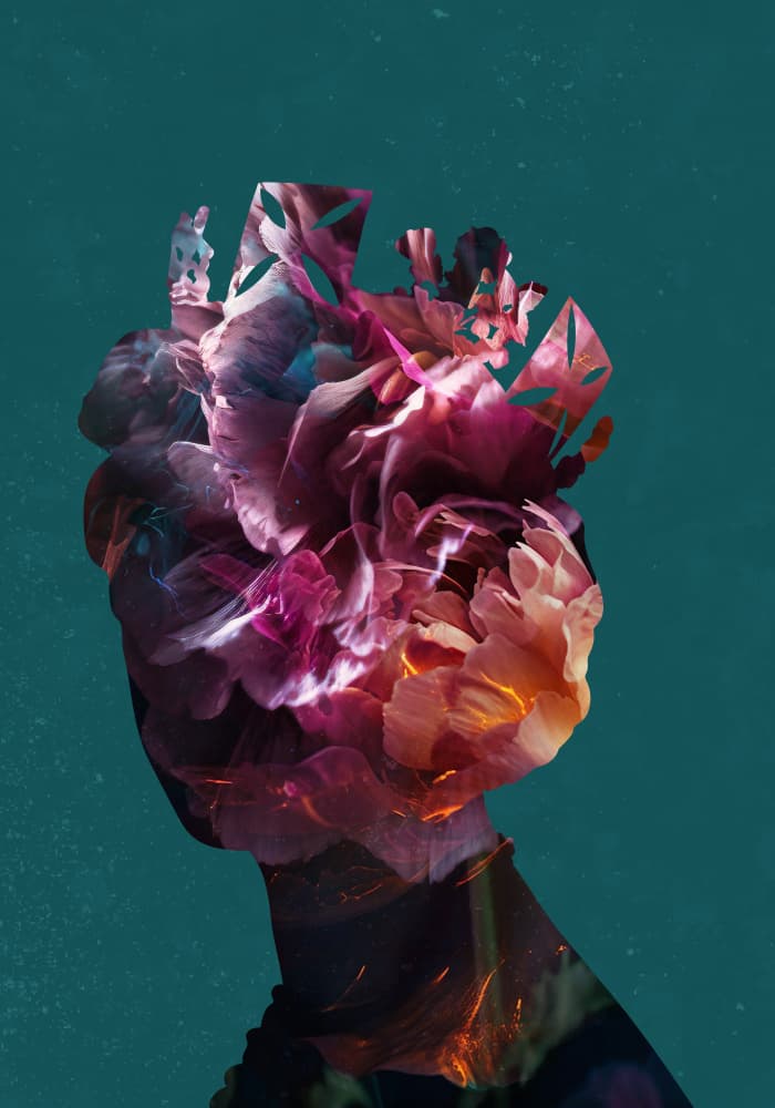 Dreamy Floral Portrait by Sarah Manovski — canvas wall art