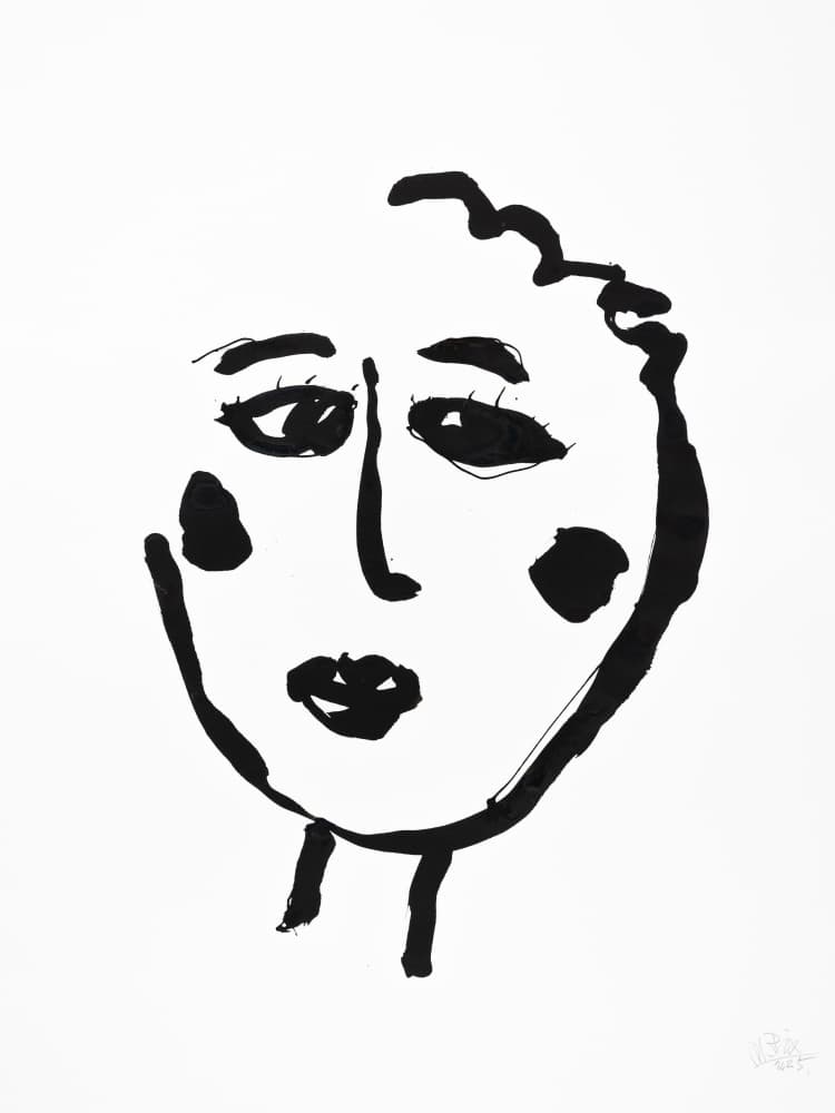 Pensive Line Portrait by Mette Rix — canvas wall art