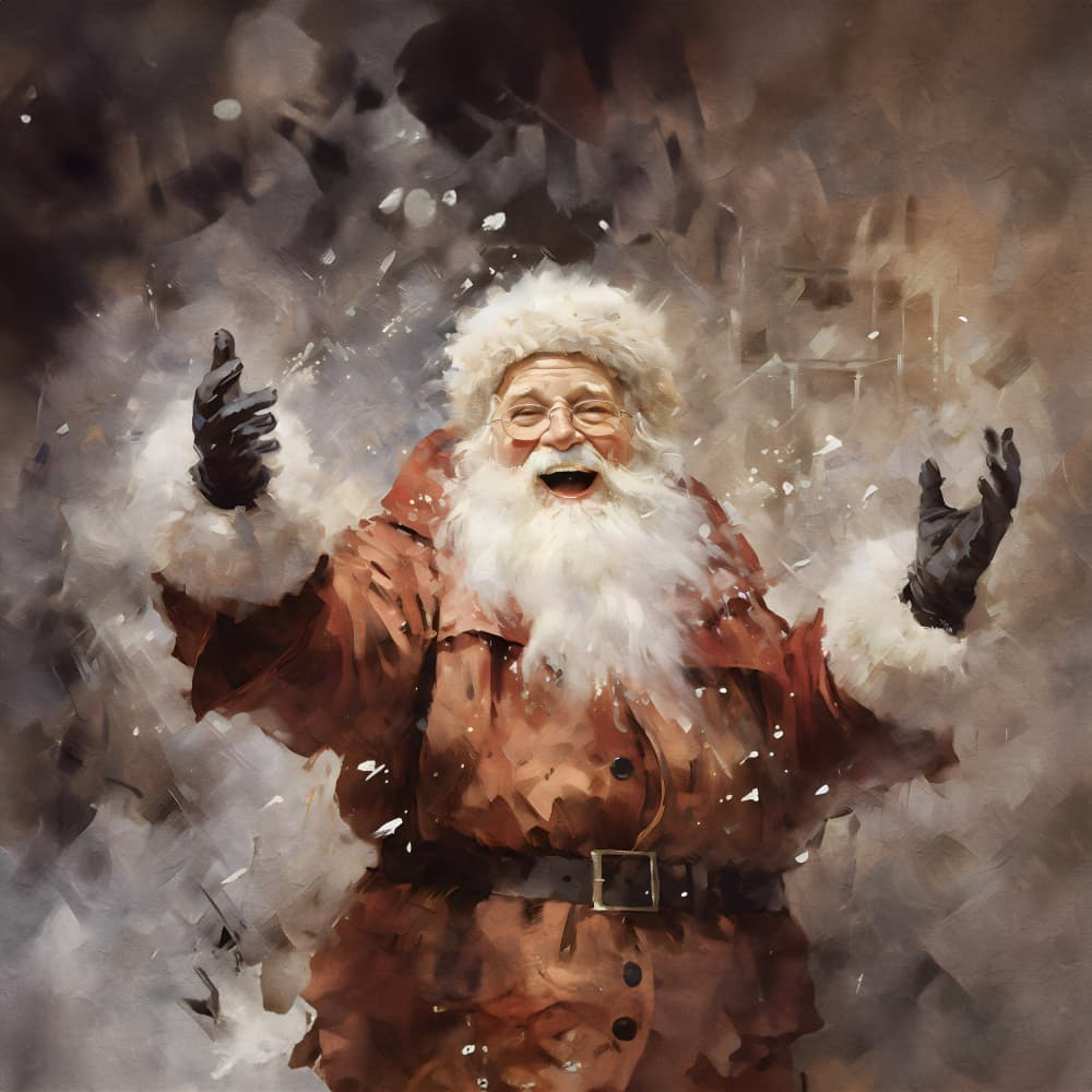 Santa's Joyful Cheer by Emel Tunaboylu — canvas wall art