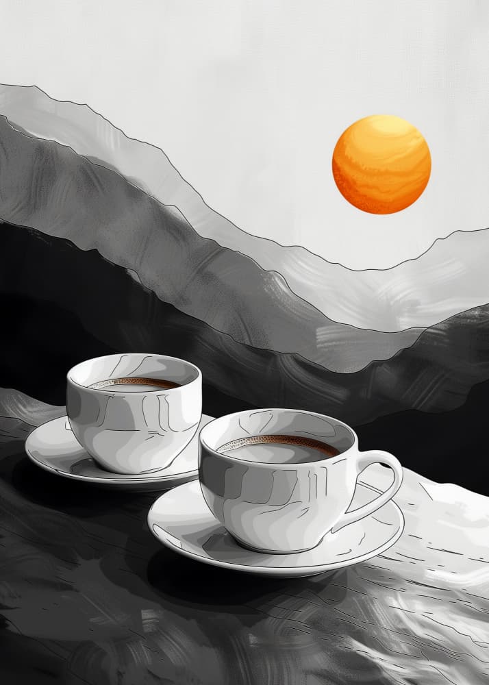 Serene Mountain Coffee by Justyna Jaszke — canvas wall art