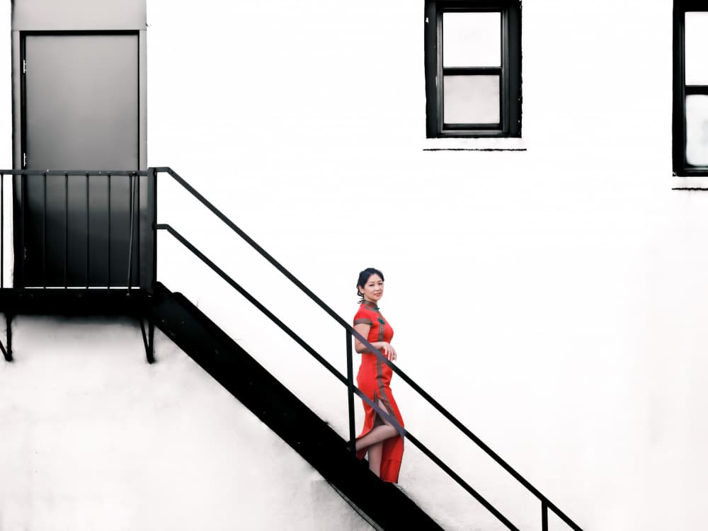 Elegant Woman Red Qipao by Jeff Wang — canvas wall art