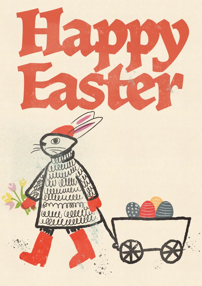 Happy Easter Bunny Wagon by Nicholas — canvas wall art
