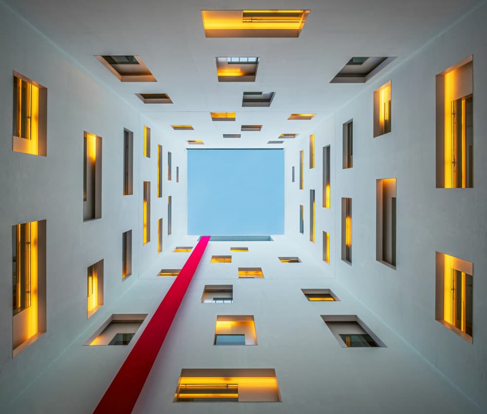 Modern Atrium Red Line by Marc van Oostrum — canvas wall art