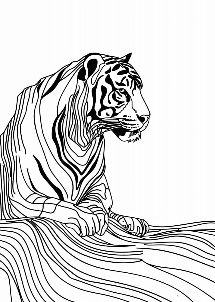 Majestic Line Art Tiger by Justyna Jaszke — canvas wall art