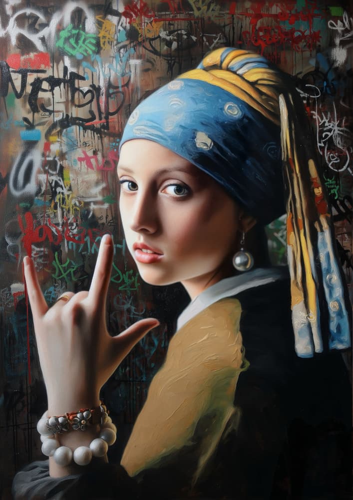Rebel Girl Pearl Earring by SHANDU — canvas wall art