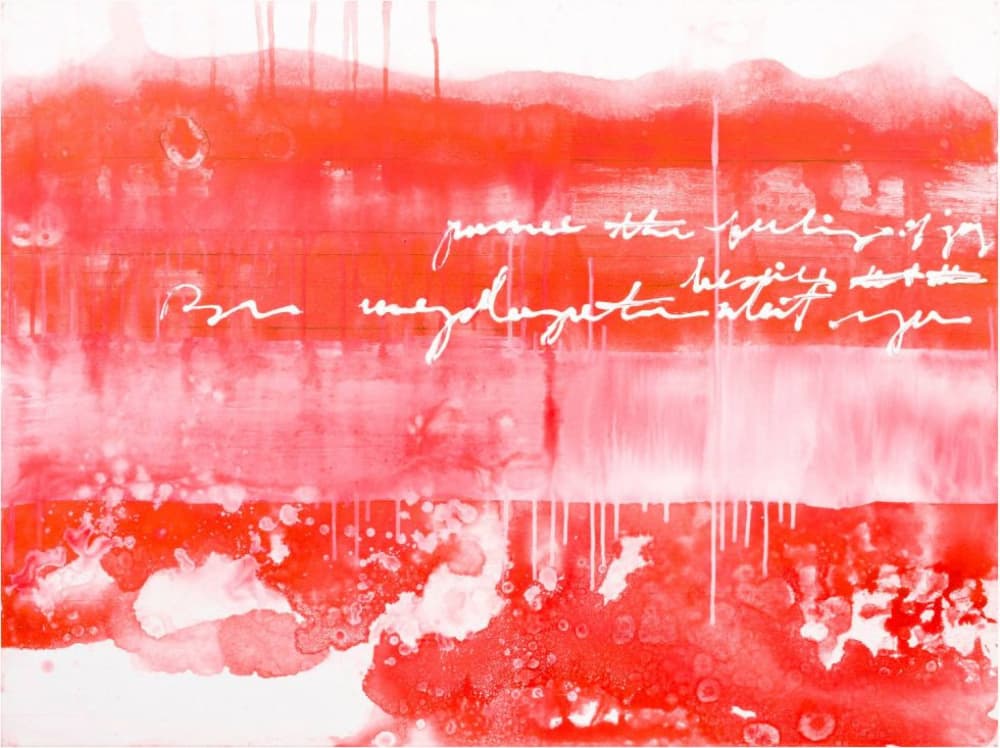 Red Abstract Calligraphy by Deb Chaney — canvas wall art