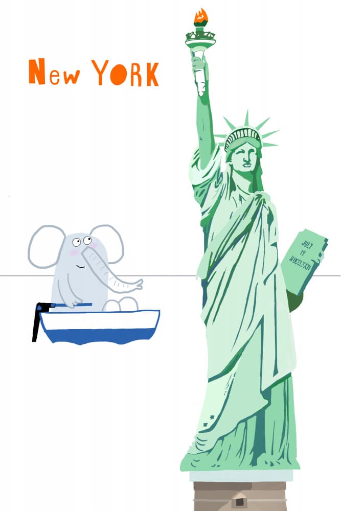 New York Elephant Adventure by Carla Daly — canvas wall art