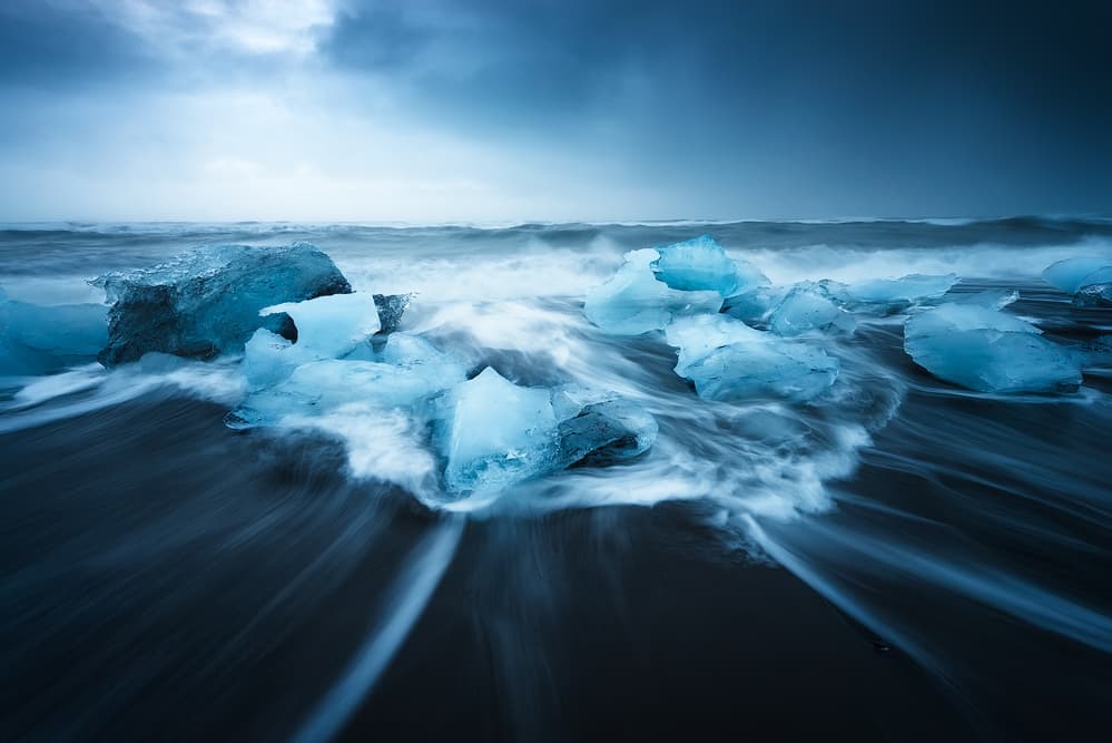 Blue Ice Beach Waves by David Martin Castan — canvas wall art