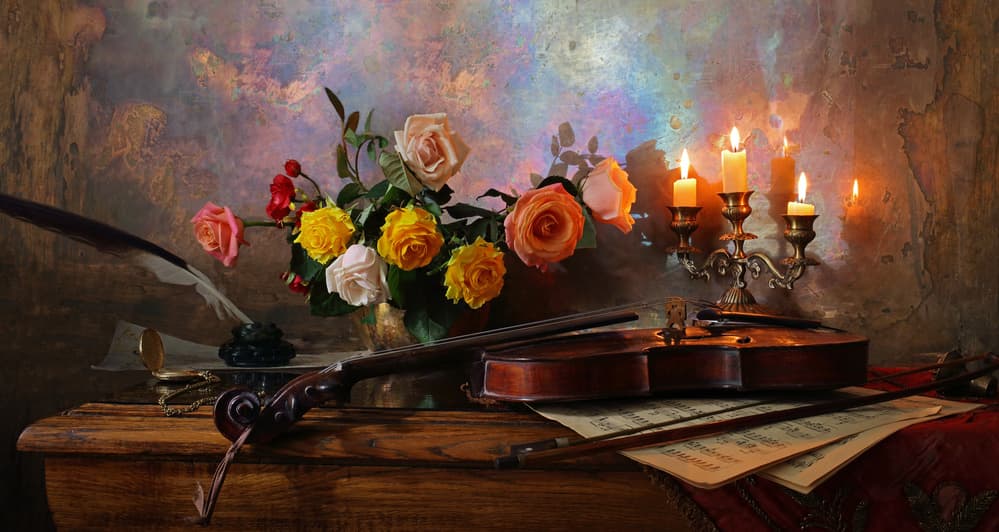 Romantic Music Still Life by Andrey Morozov — canvas wall art