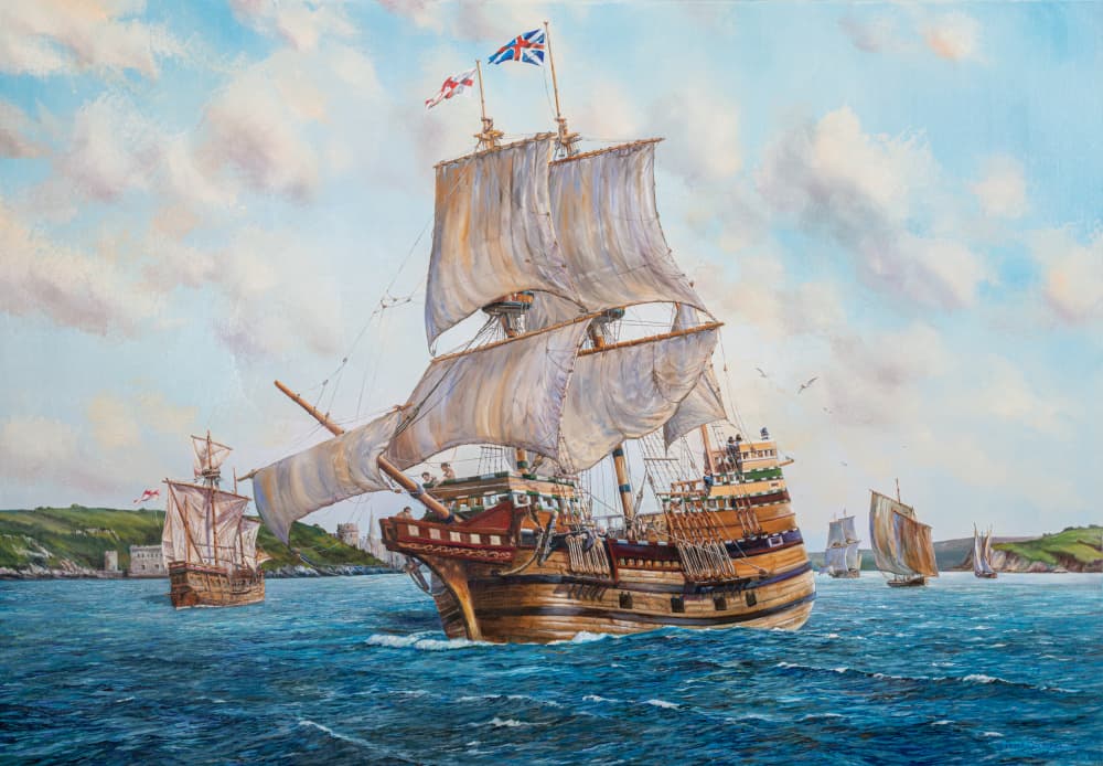 Grand Sailing Ship by PETER GOODHALL — canvas wall art