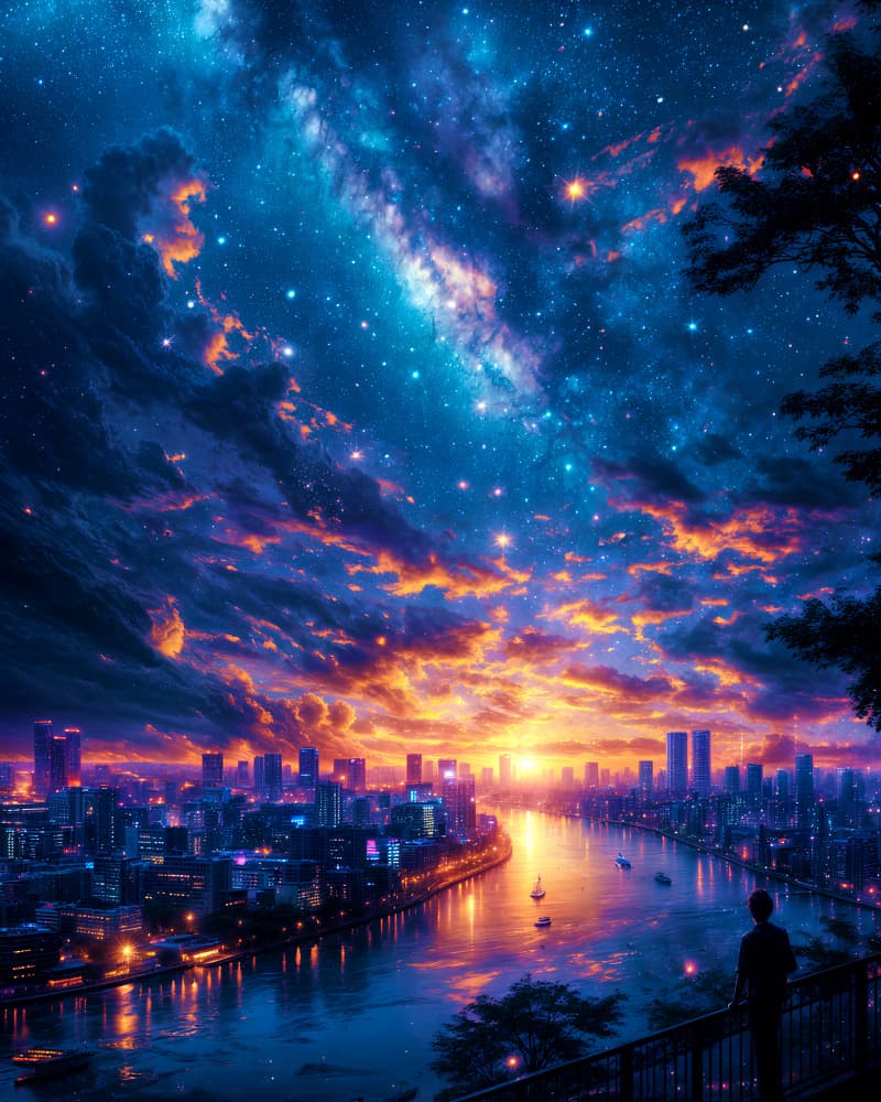 Celestial City River View by Ritvik takkar — canvas wall art
