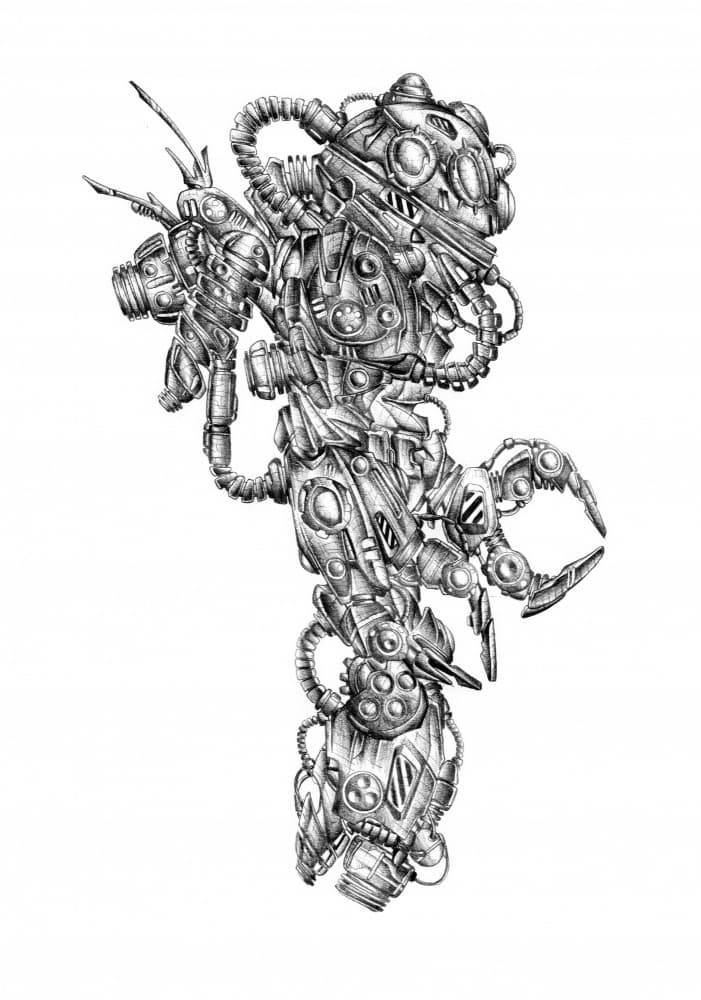 Intricate Mechanical Arm by Kulik — canvas wall art