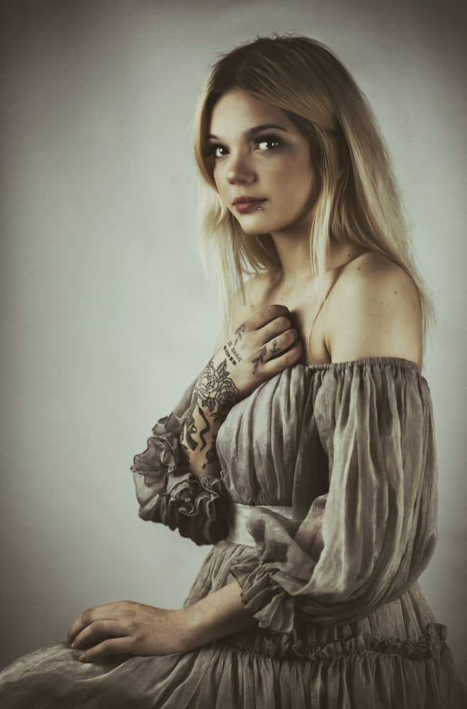 Gentle Blonde Gaze by Sandra Ulfig ARPS — canvas wall art