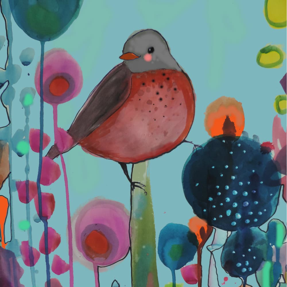 Whimsical Garden Bird by Sylvie Demers — canvas wall art