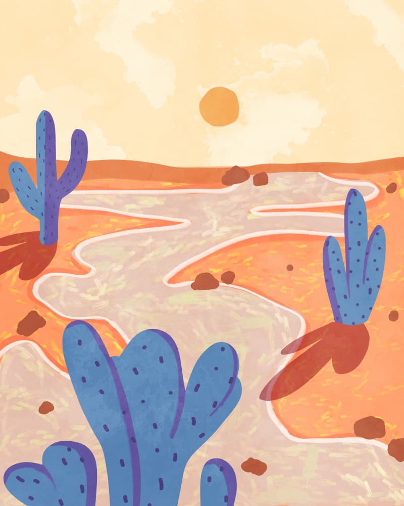 Desert Sunset Path by Kintsugi99 — canvas wall art