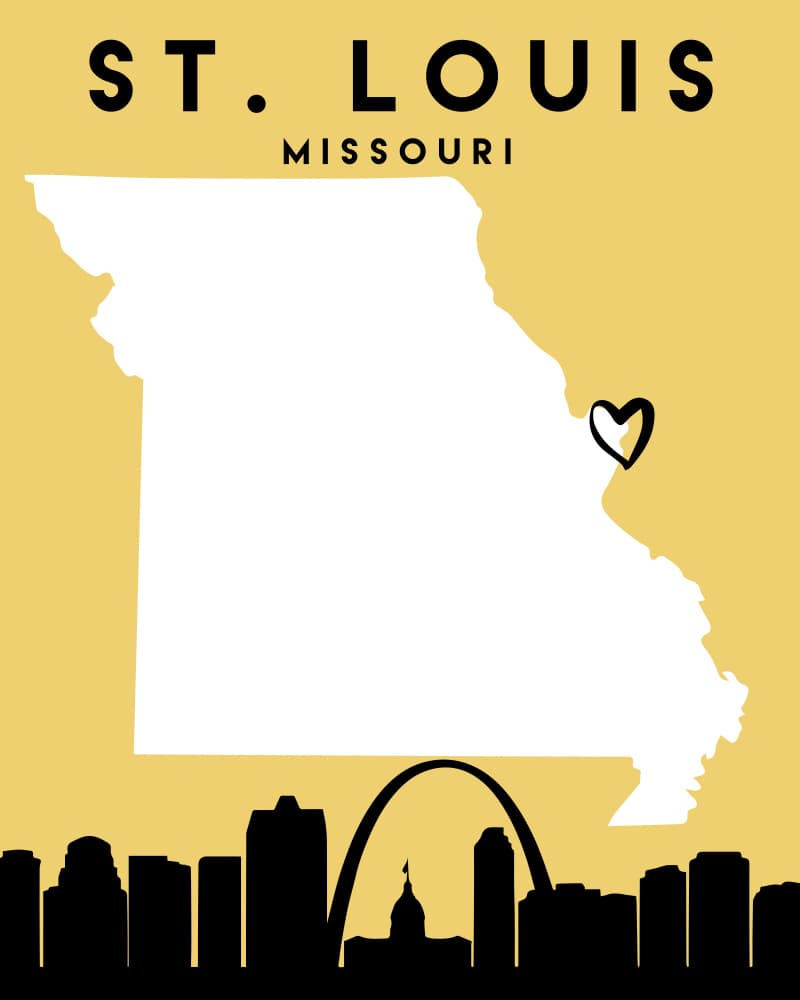 St. Louis Missouri Love Map by Emiliano Deificus — canvas wall art