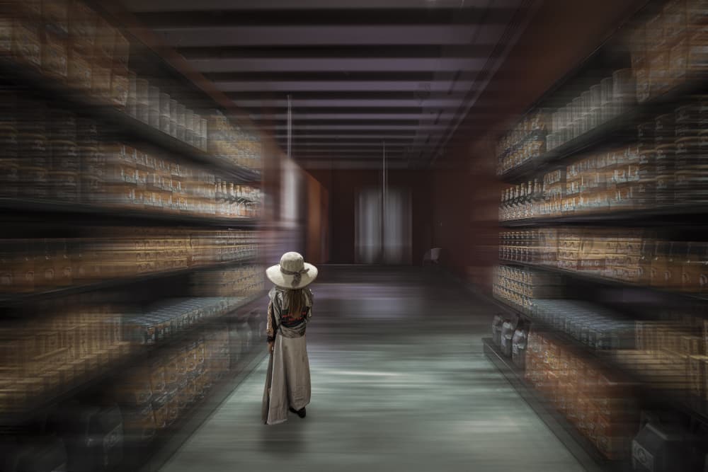 Woman in Endless Library by Gabrielle Halperin — canvas wall art