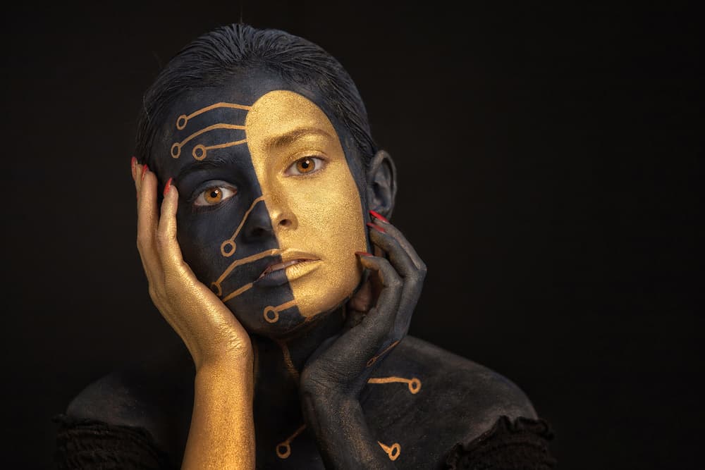 Golden Circuit Woman by Mihai Bogdan R — canvas wall art