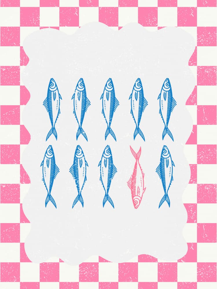 One Pink Fish by Jolly and Dash — canvas wall art