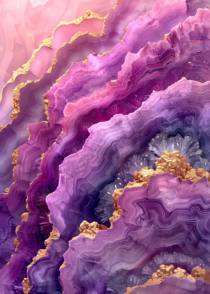Amethyst Gold Geode Layers by Justyna Jaszke — canvas wall art