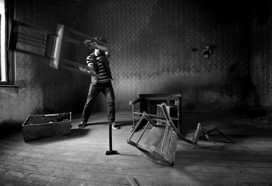Dramatic Chair Destruction by mario grobenski - psychodaddy — canvas wall art
