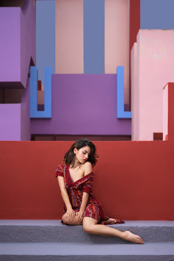 Pensive Woman Colorful Geometry by Rafael L. Bardají — canvas wall art