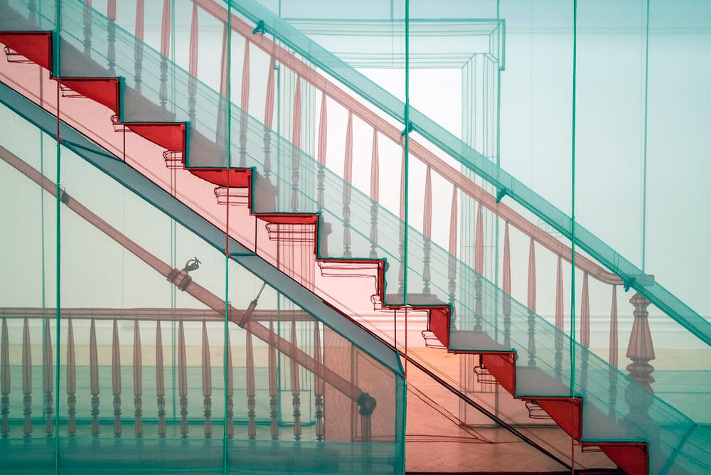 Architectural Staircase Blueprint by Linda Wride — canvas wall art