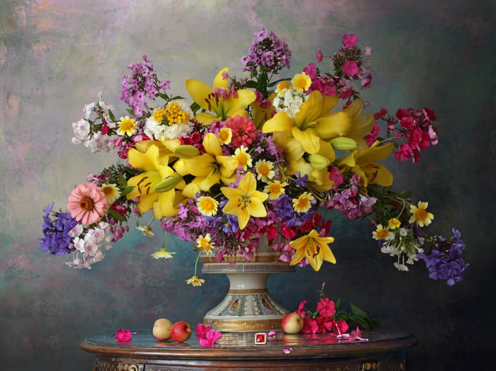 Vibrant Floral Still Life by Andrey Morozov — canvas wall art