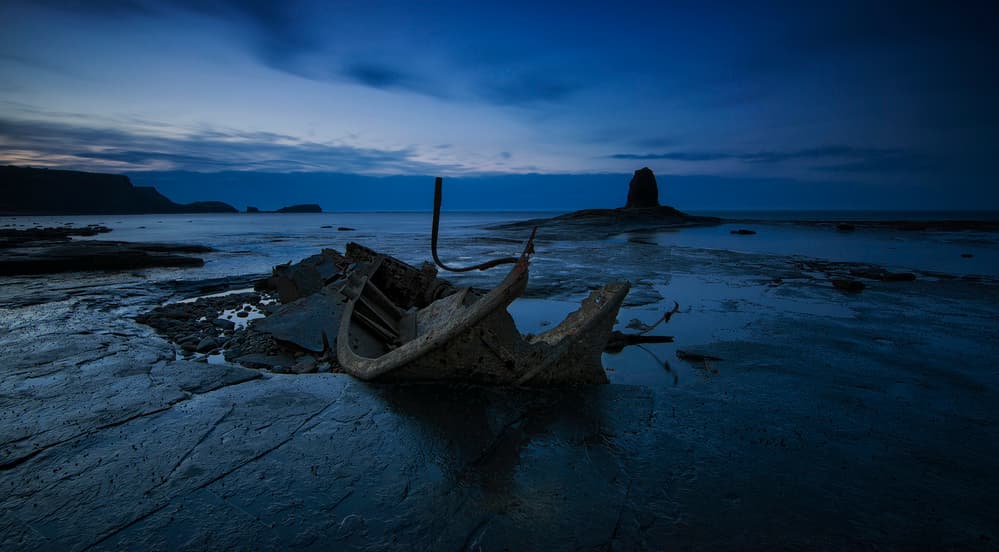 Twilight Shipwreck Shore by Adrian Błaszczyk — canvas wall art