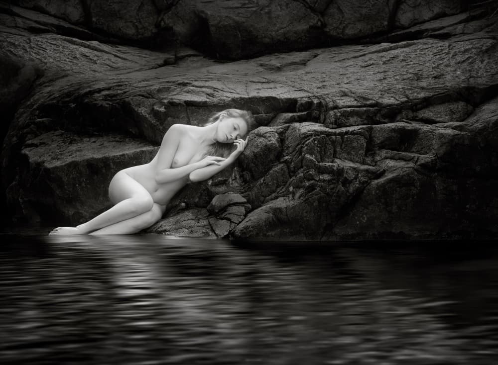Serene Nude by Water by Catchlight Studio — canvas wall art