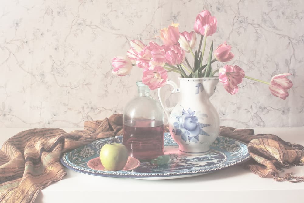 Soft Pink Tulips Still Life by UstinaGreen — canvas wall art