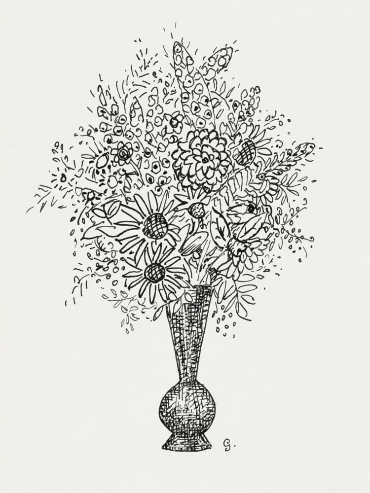 Flower Vase (ca. 1891–1941) Drawing In High Resolution By Leo Gestel. by Leo Gestel — canvas wall art