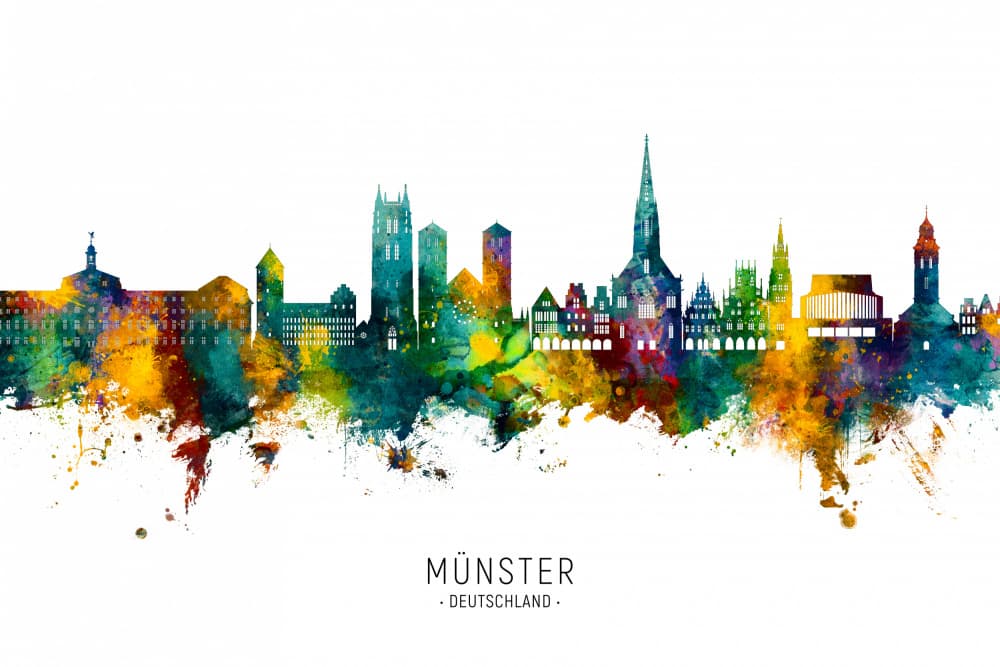 Münster Vibrant Skyline by Michael Tompsett — canvas wall art