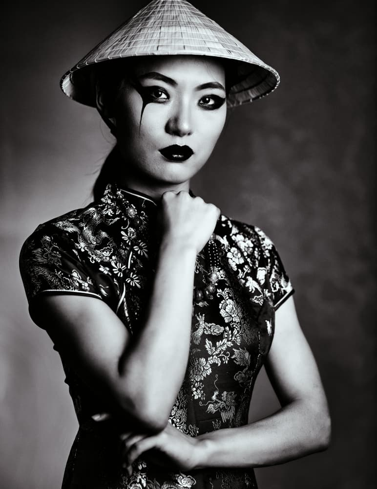Dramatic Asian Beauty by Offer Ellbogen — canvas wall art