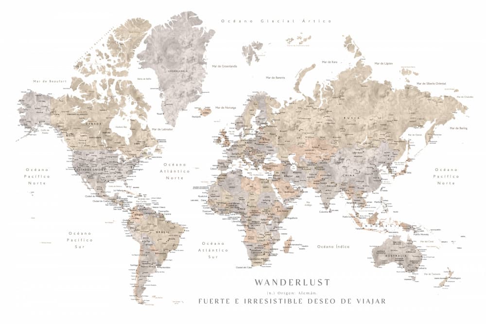 World Map Wanderlust by Rosana Laiz Blursbyai — canvas wall art