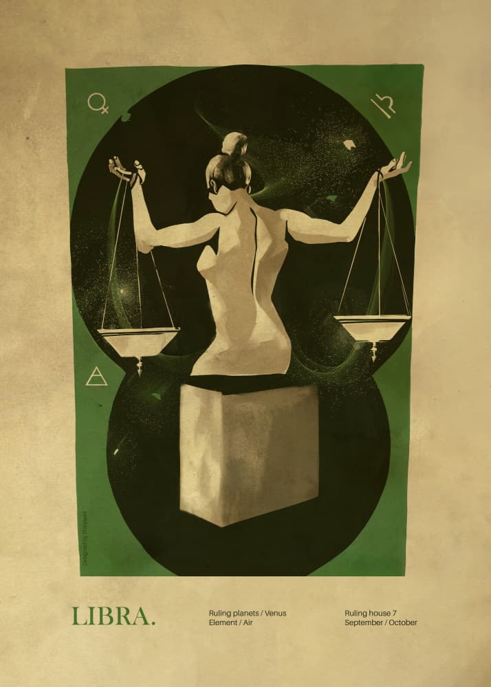 Celestial Libra Scales by Dion Gem — canvas wall art