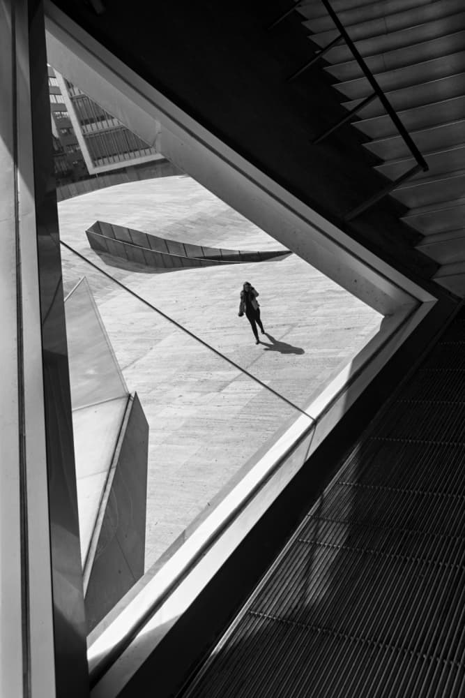 Geometric Shadows Solitary Figure by Carlos Costa — canvas wall art