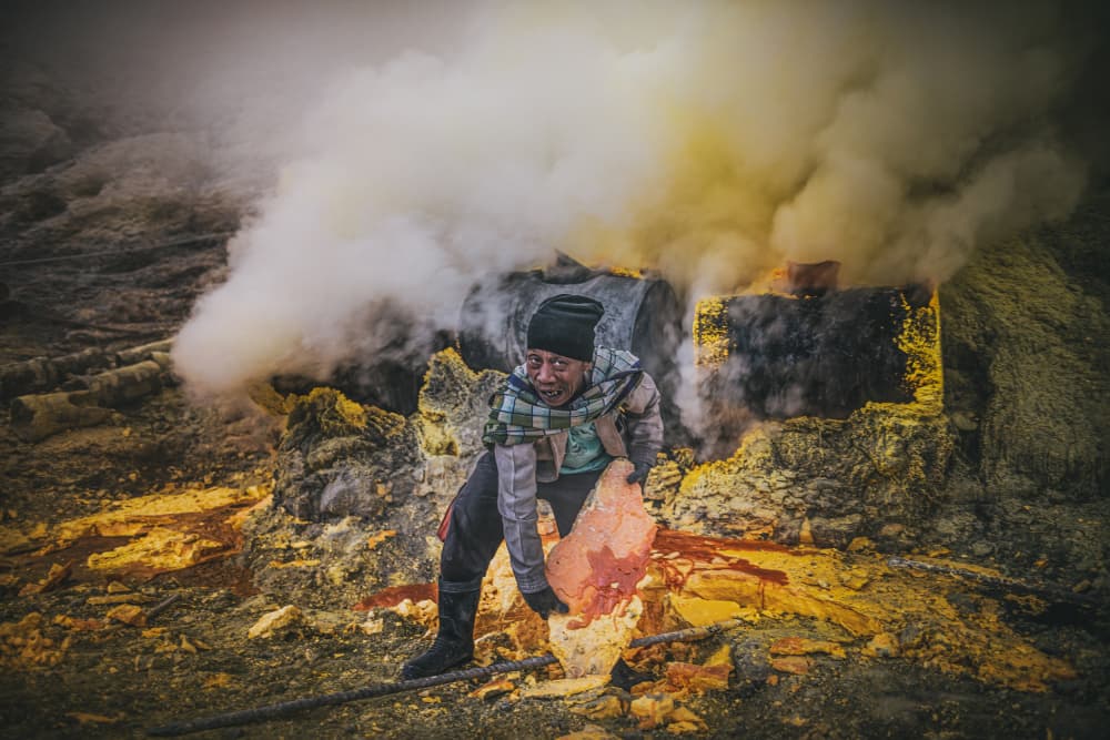 Volcanic Sulfur Miner by Marco Tagliarino — canvas wall art
